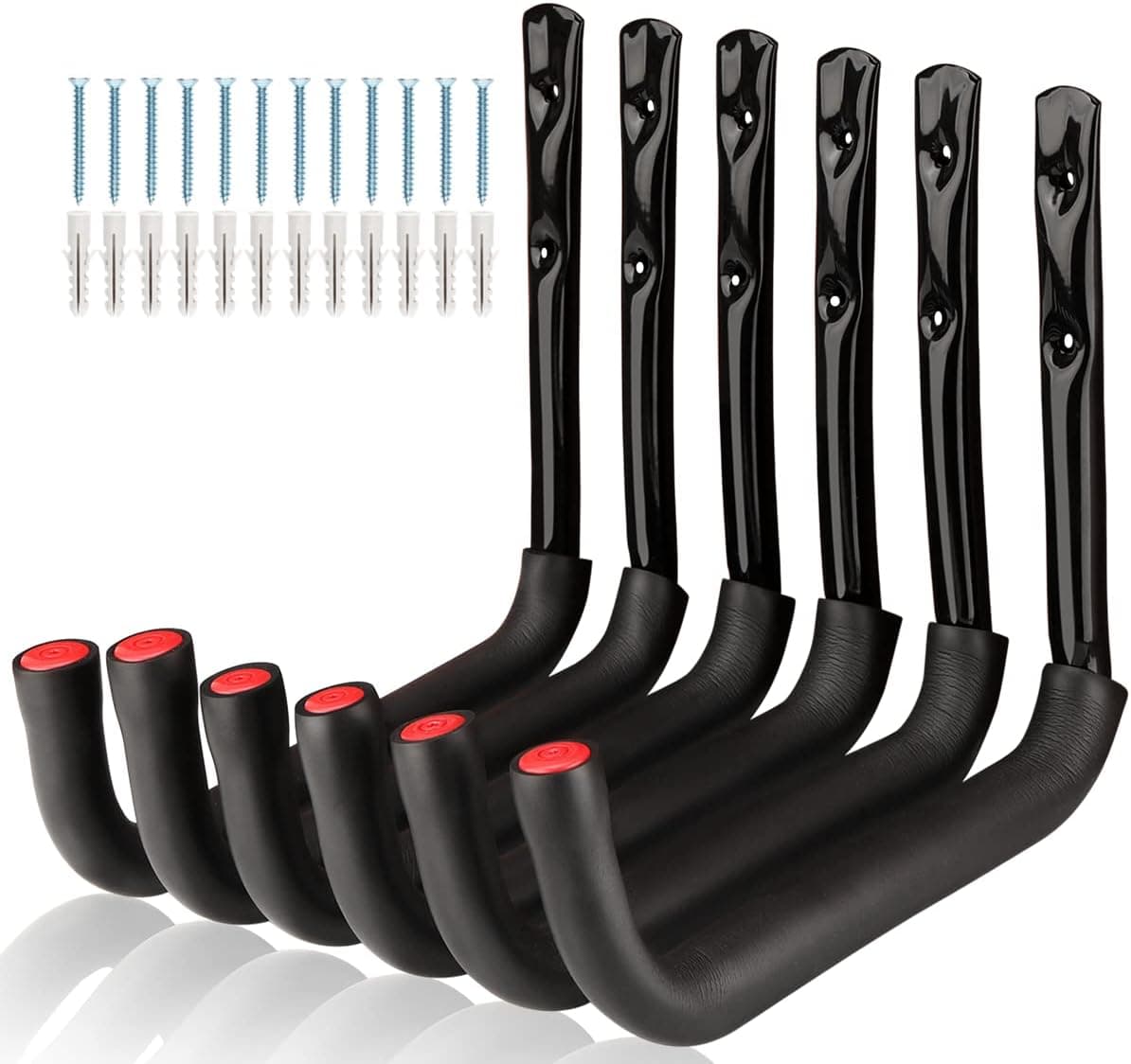 Naikozmo Garage Storage Ladders Hooks, 6 Pack Heavy Duty Utility Hanger, 9.8IN Wall Mount Rack Safely Holds 50 Pounds