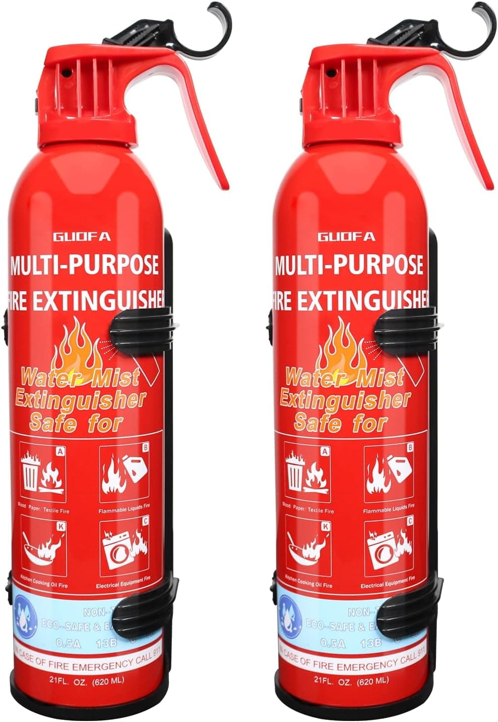 Fire Extinguisher for Home, 2 Pack Vehicle Fire Extinguishers with Mount, Water-Based A B C K Fires