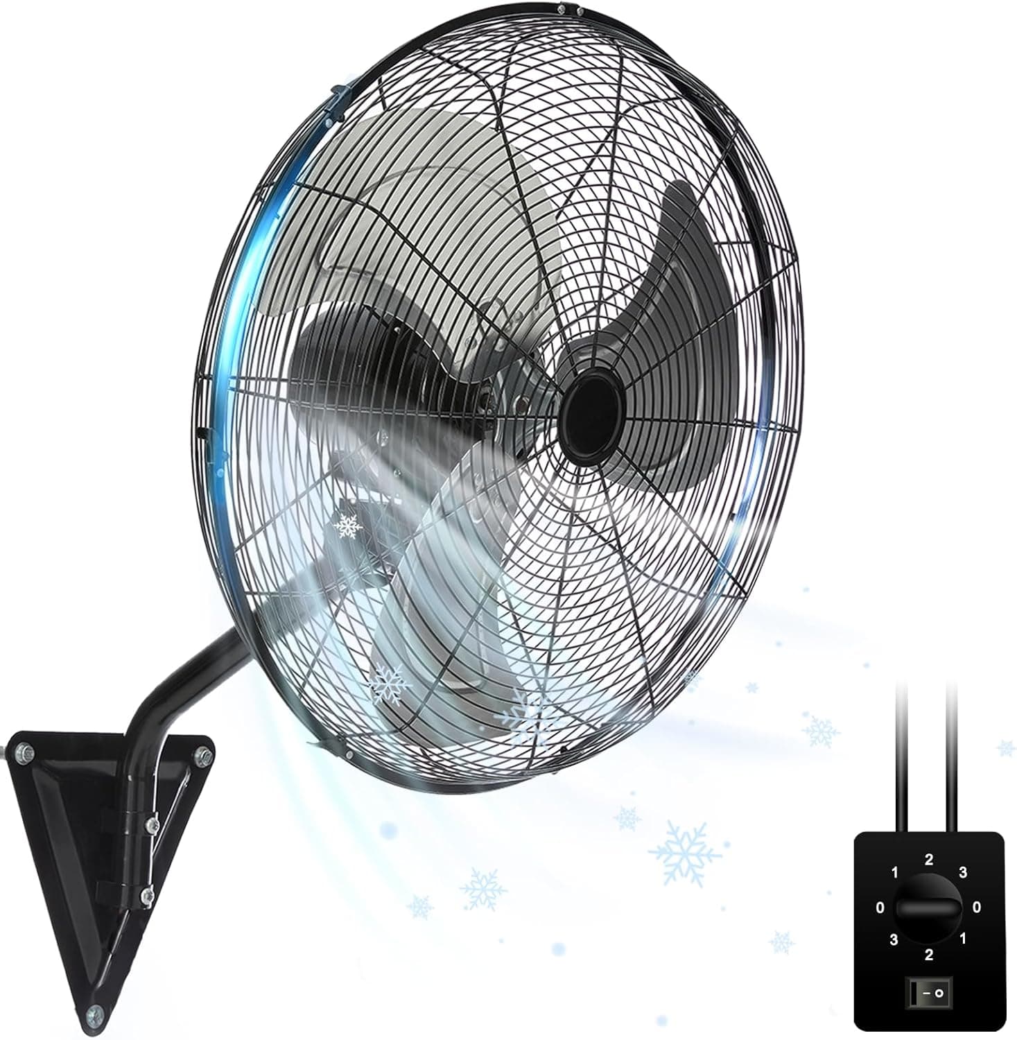 WARMLREC 20In Wall Mount Fan, 120° Oscillating High Velocity 3-Speed, 5500 CFM Industrial Fan, Yellow